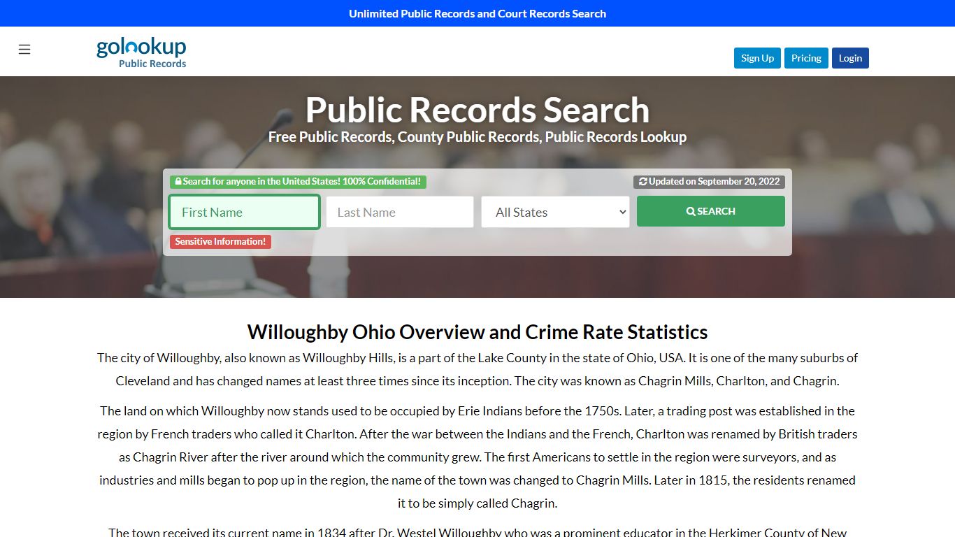 Willoughby Public Records, Willoughby Court Records - GoLookUp